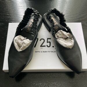 Black leather flats, size 36, new